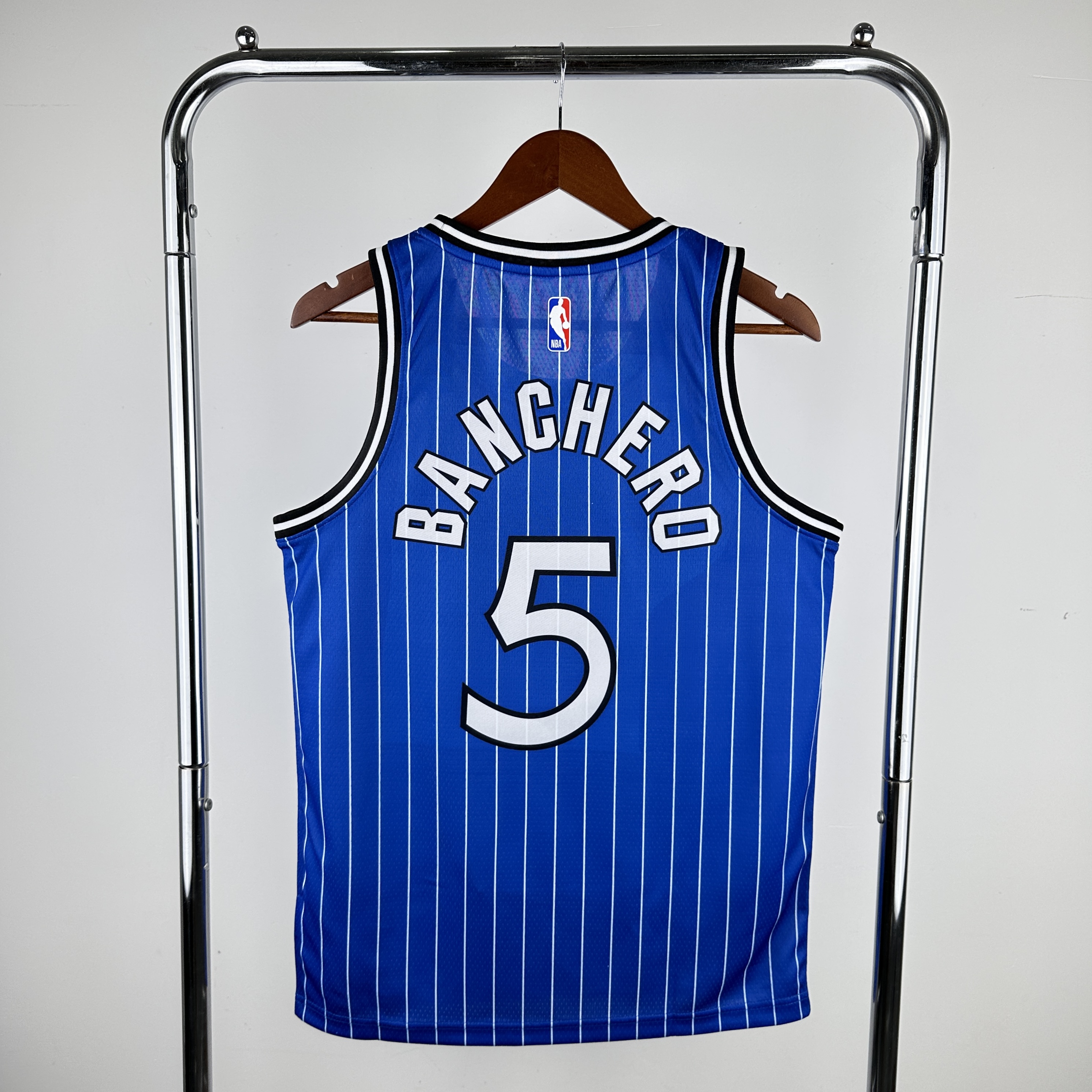 Men Orlando Magic 5 Banghero Blue stripe Throwback Nike 2024 NBA Jersey